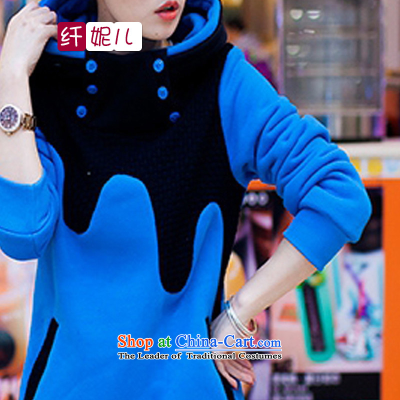 In the former Yugoslavia and the 2014 autumn and winter Connie new larger female relaxd the lint-free kit head thick sweater q5014 Blue M fiber-ni , , , shopping on the Internet