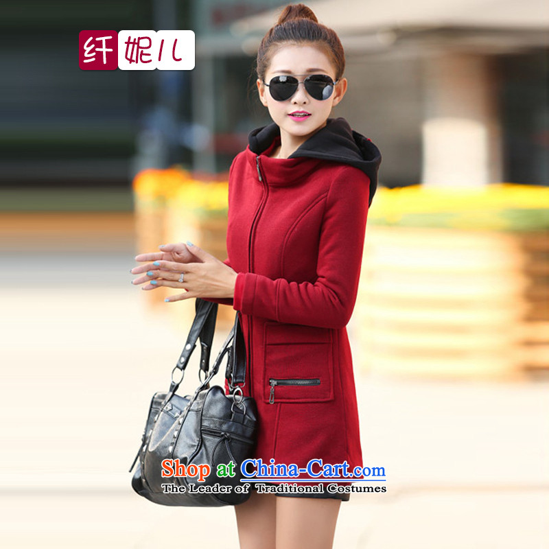 In the former Yugoslavia and the 2014 autumn and winter Connie new Korean female stitching thick MM to xl with cap. Chang Wei jacket q5016 bourdeaux XL, small children has been pressed on Connie Shopping
