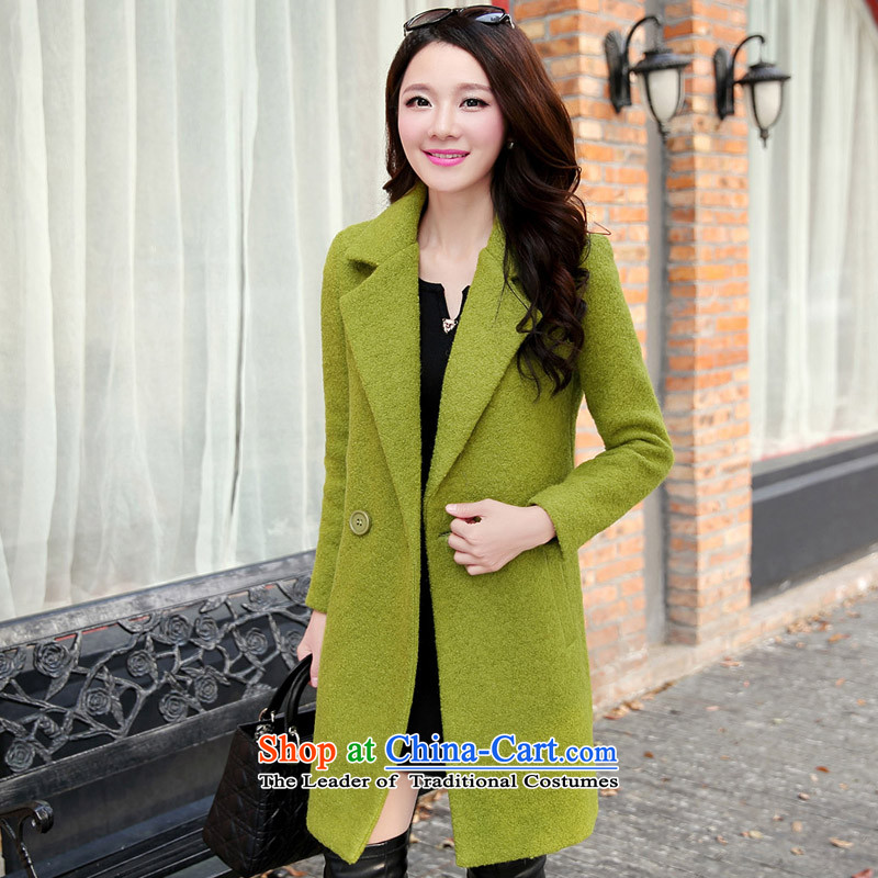 Also known for autumn and winter 2015 Korean temperament, Sau San a wool coat in long thick hair? female T819 jacket fruit green M, known repute color (color) , , , shopping on the Internet