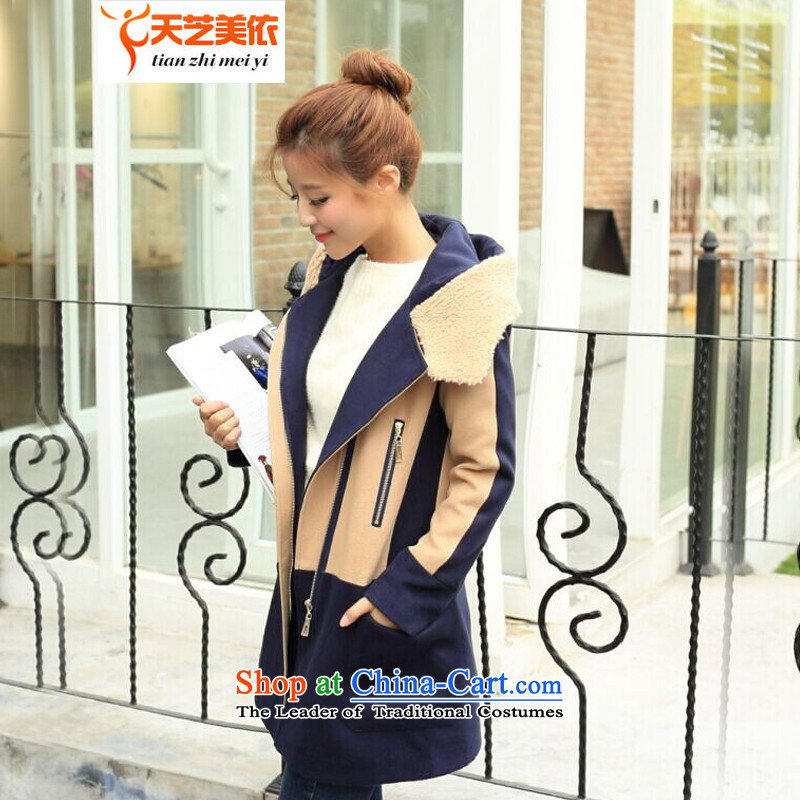 According to the 2014 days Ji-mi autumn and winter new Korean Lamb Maoulen Mak knocked color stitching a jacket female 0606 Yellow S day (tianzhimeiyi Ji-mi) , , , shopping on the Internet