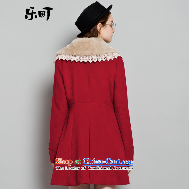 Lok-machi 2015 winter clothing new date of female lace Maomao lapel coats red , L, Lok-machi , , , shopping on the Internet
