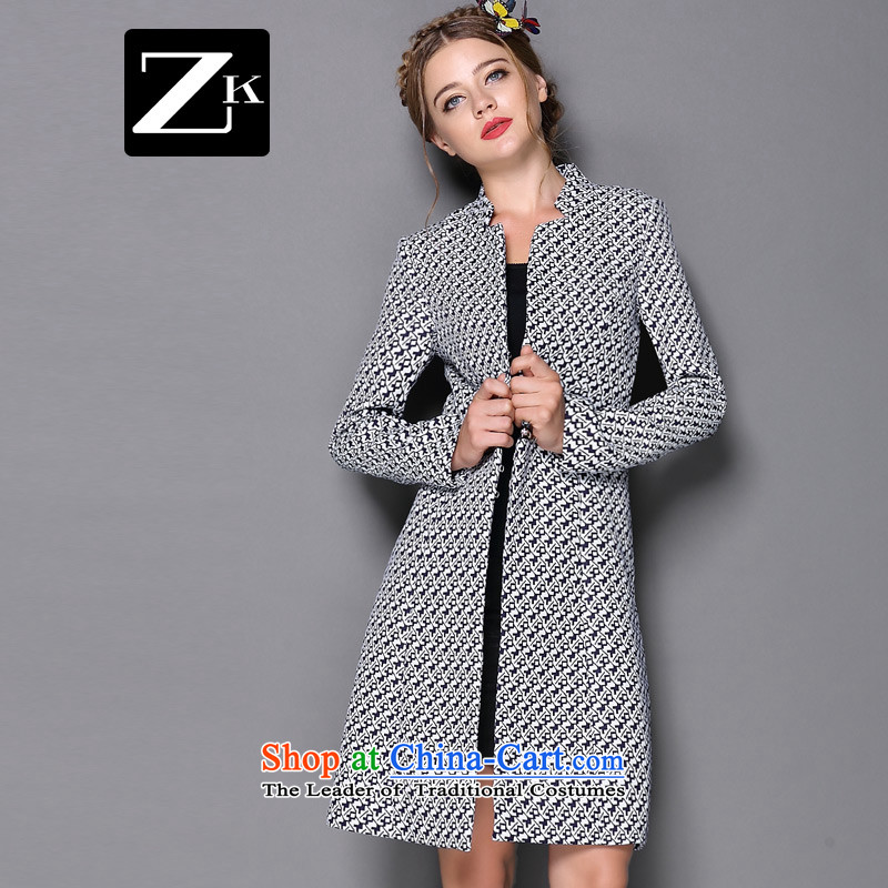 Zk Women 2014 Fall_Winter Collections new chidori latticed gross girls jacket? Long Small incense wind jacket black suits gross??M
