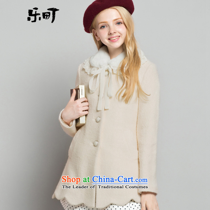 Lok-machi 2015 winter clothing new date of female lines wavy long coats CWAA44268 White M
