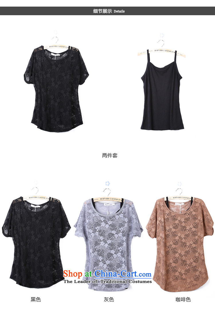 Luo Shani flower code t-shirts female loose to increase video thin, two kits thick sister summer blouses video thin black 3XL( wild two kits) Picture, prices, brand platters! The elections are supplied in the national character of distribution, so action, buy now enjoy more preferential! As soon as possible.