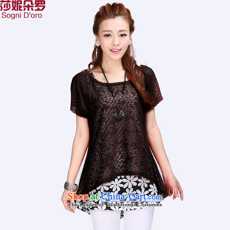 Luo Shani flower code T-shirts female loose short-sleeved to intensify the thick, Hin thin, thick sister summer blouses 6781 Black 4XL, shani flower sogni (D'oro) , , , shopping on the Internet