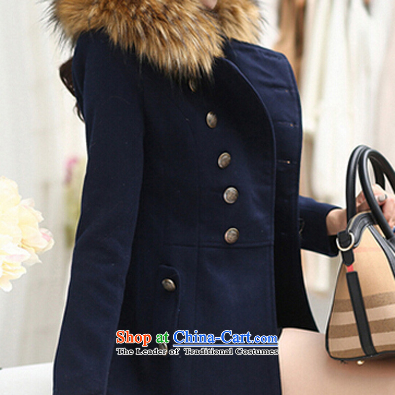 Mrs flower of 2014 winter clothing new Korean women in long hair for Sau San video thin wild wool coat 8270 deep blue? , L, Mrs flower-na (SODORNEE) , , , shopping on the Internet