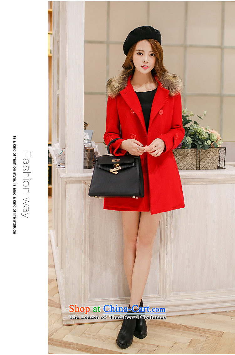 In 2015, girls autumn and winter new Korean version in the Sau San long double-Gross Gross for female clamp unit? coats Ms. thick red jacket S picture, prices, brand platters! The elections are supplied in the national character of distribution, so action, buy now enjoy more preferential! As soon as possible.