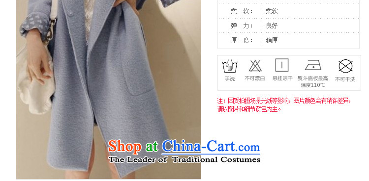 Day Milly new gross? overcoat female thick warm winter clothing large graphics thin Sau San Han Bum-quality culture small elegant genuine cashmere overcoat light blue L picture, prices, brand platters! The elections are supplied in the national character of distribution, so action, buy now enjoy more preferential! As soon as possible.