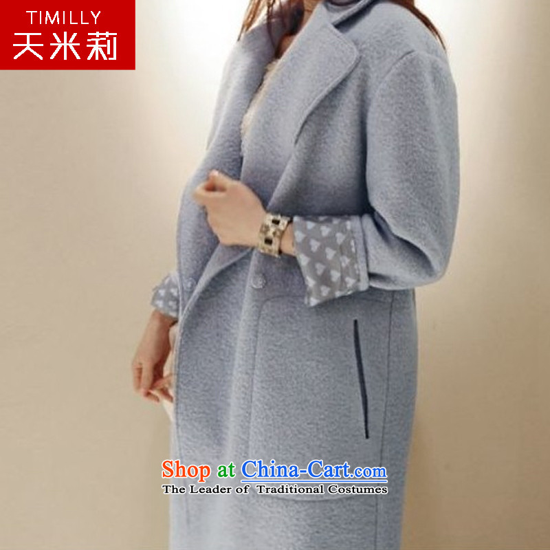 Day Milly new gross? overcoat female thick warm winter clothing large graphics thin Sau San Han Bum-quality culture small elegant genuine cashmere overcoat light blue , L, day (TIMILLY Milly) , , , shopping on the Internet