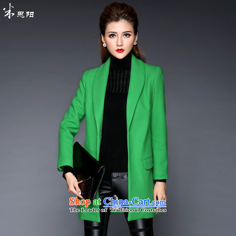 Meath Yang Hong recalls that the 2015 Autumn and Winter Female Western big minimalist in long woolen coat long-sleeved jacket green XXL, gross? m missshine Yang (Cisco) , , , shopping on the Internet