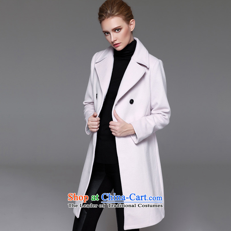 Labortex Card 2015 autumn and winter coats female pure colors? a wool coat in the wool long double-gross? gray and white jacket XL, Labortex Card (marc rebecca) , , , shopping on the Internet
