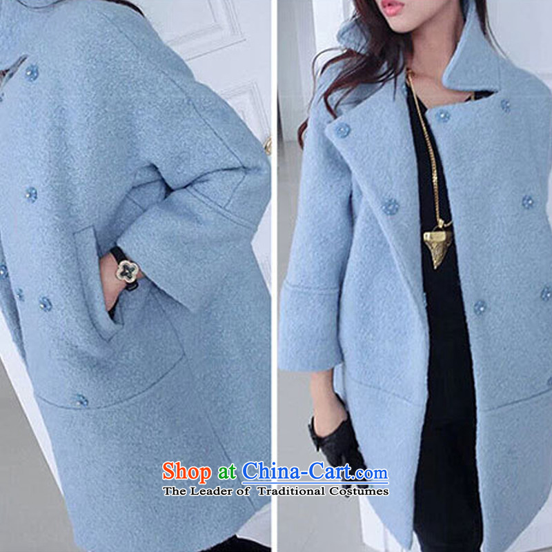 Counters Brenda Blethyn the quality card? coats female Europe gross site autumn and winter coats women in Sau San long female thick coarse wool? jacket is spent a wool coat, Blue M Card Brenda Blethyn Na (kraftlina) , , , shopping on the Internet