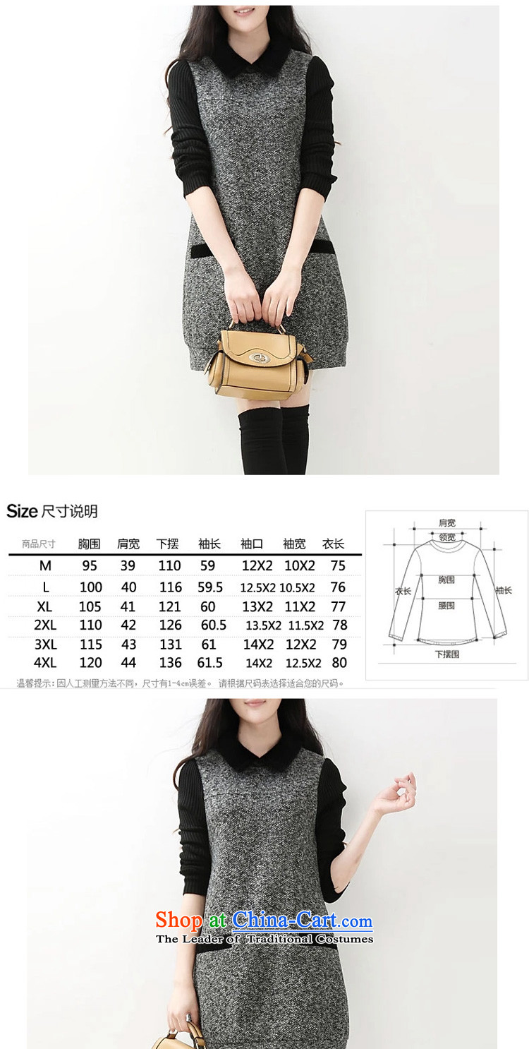 Flower to Isabelle 2015 autumn and winter new Korean fashion lapel knocked color stitching Drop-Needle LS larger thick dresses female D7383 Gray L picture, prices, brand platters! The elections are supplied in the national character of distribution, so action, buy now enjoy more preferential! As soon as possible.