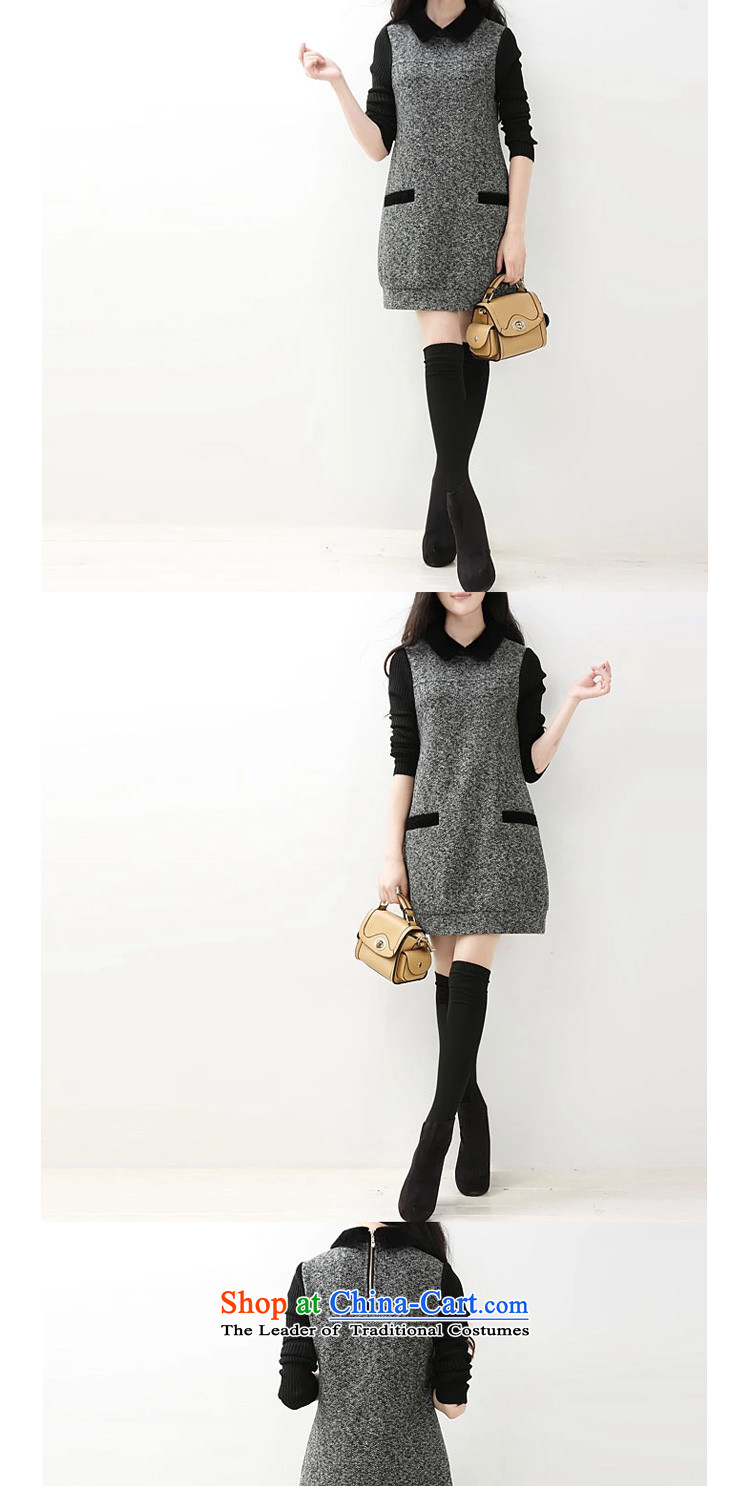Flower to Isabelle 2015 autumn and winter new Korean fashion lapel knocked color stitching Drop-Needle LS larger thick dresses female D7383 Gray L picture, prices, brand platters! The elections are supplied in the national character of distribution, so action, buy now enjoy more preferential! As soon as possible.