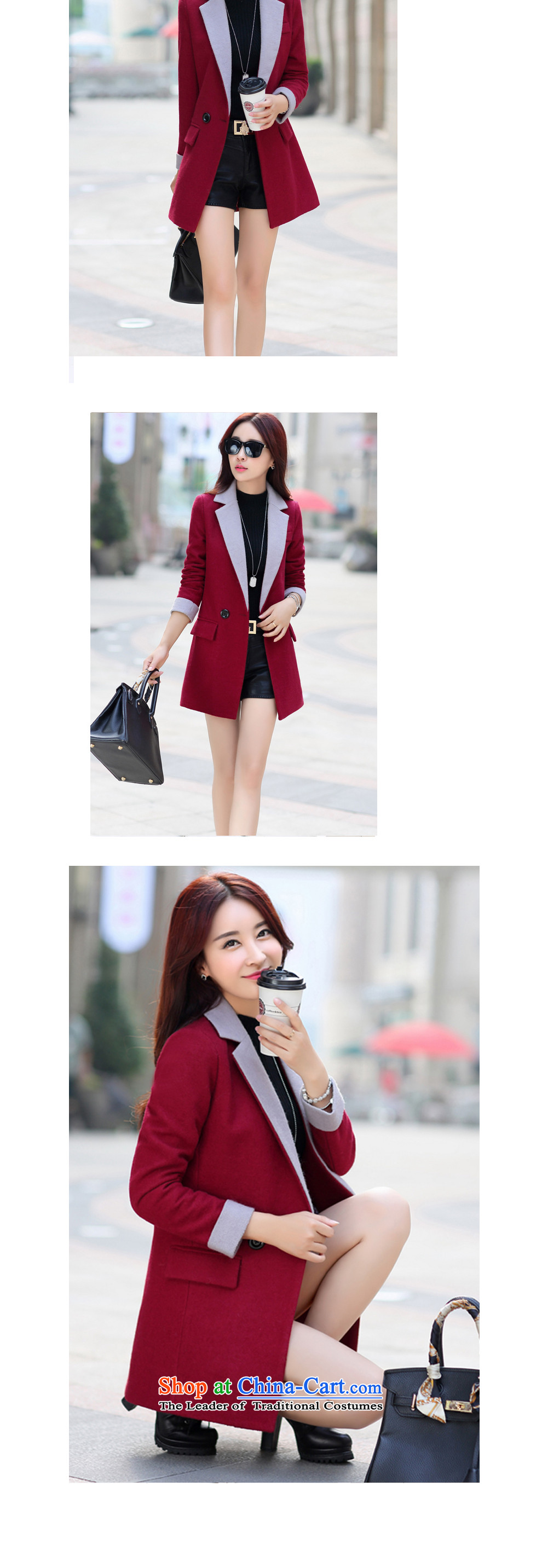 Printed poems? for winter coats 2015 new Korean female a wool coat 