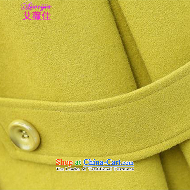 Ms Audrey EU HIV better 2015 autumn and winter new Korean large relaxd wool coat in the medium to long term, it can remove the nuclear sub for Gross Gross? 5208 female coats mustard yellow No color difference , L, HIV (aiweijia Ms Audrey Eu) , , , shoppin
