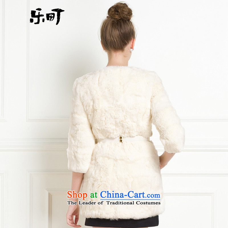 Lok-machi 2015 winter clothing new date of female 7 fur coats GWAA44302 sleeved white S, American town shopping on the Internet has been pressed.