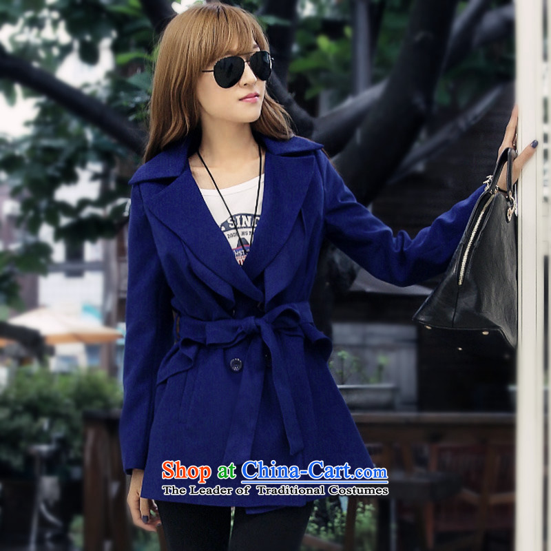 The tether strap in long-sleeved jacket, long blue L