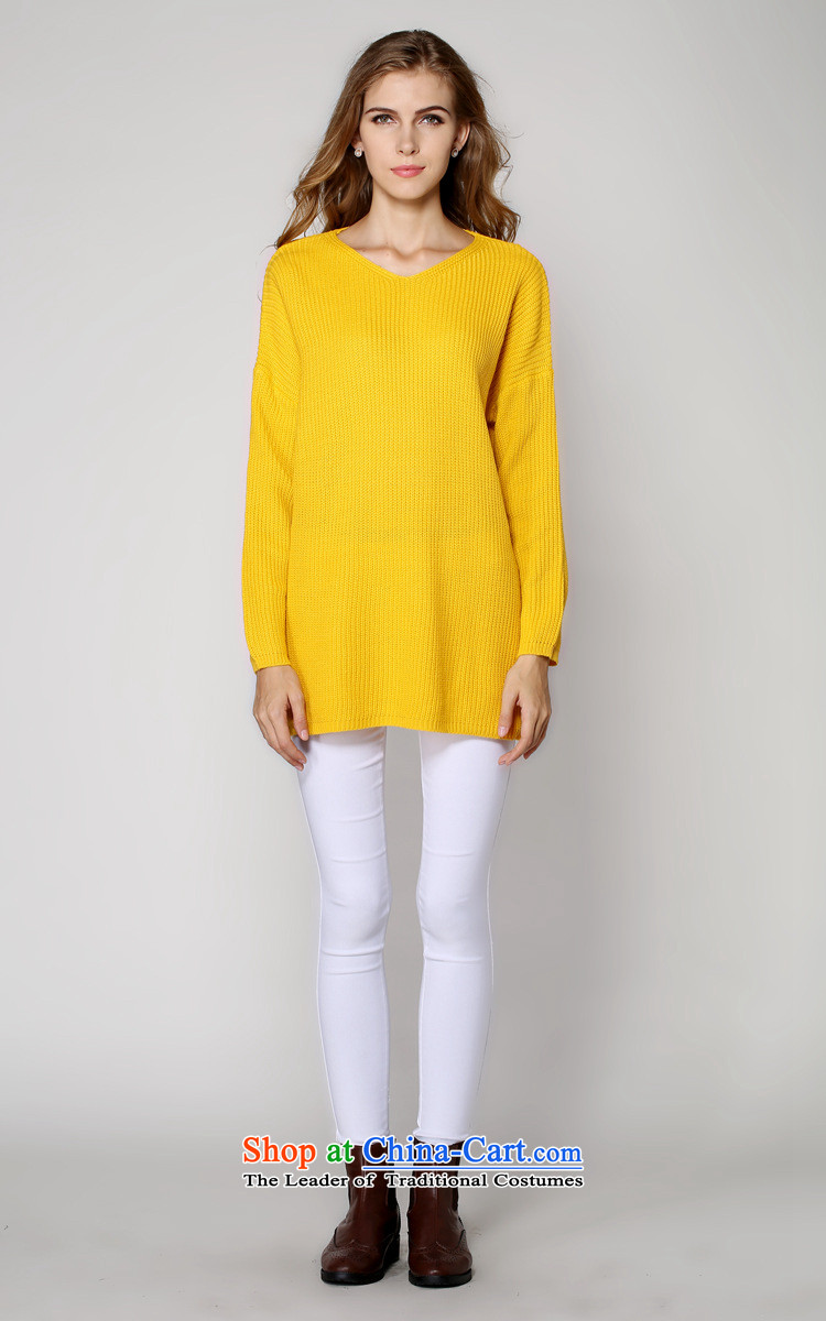 The Dream of the 2014 autumn and winter Connie new to increase women's code 200 catties western minimalist V-Neck long-sleeved sweater pure color graphics thin Knitted Shirt relaxd 2006 Yellow XXXL picture, prices, brand platters! The elections are supplied in the national character of distribution, so action, buy now enjoy more preferential! As soon as possible.