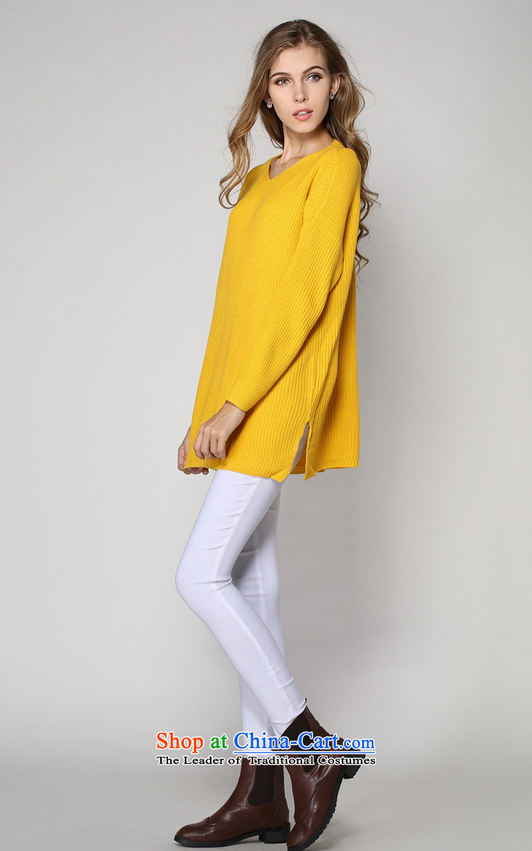 The Dream of the 2014 autumn and winter Connie new to increase women's code 200 catties western minimalist V-Neck long-sleeved sweater pure color graphics thin Knitted Shirt relaxd 2006 Yellow XXXL picture, prices, brand platters! The elections are supplied in the national character of distribution, so action, buy now enjoy more preferential! As soon as possible.
