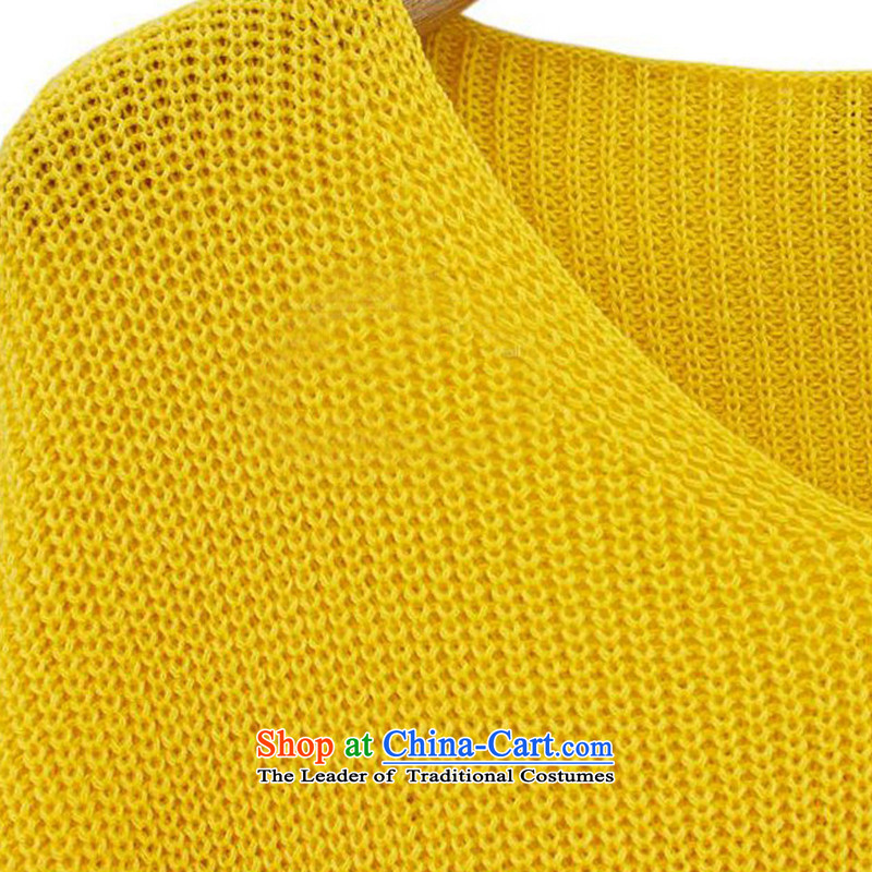 The Dream of the 2014 autumn and winter Connie new to increase women's code 200 catties western minimalist V-Neck long-sleeved sweater pure color graphics thin Knitted Shirt relaxd 2006 Yellow XXXL, Mano Connie Dream , , , shopping on the Internet