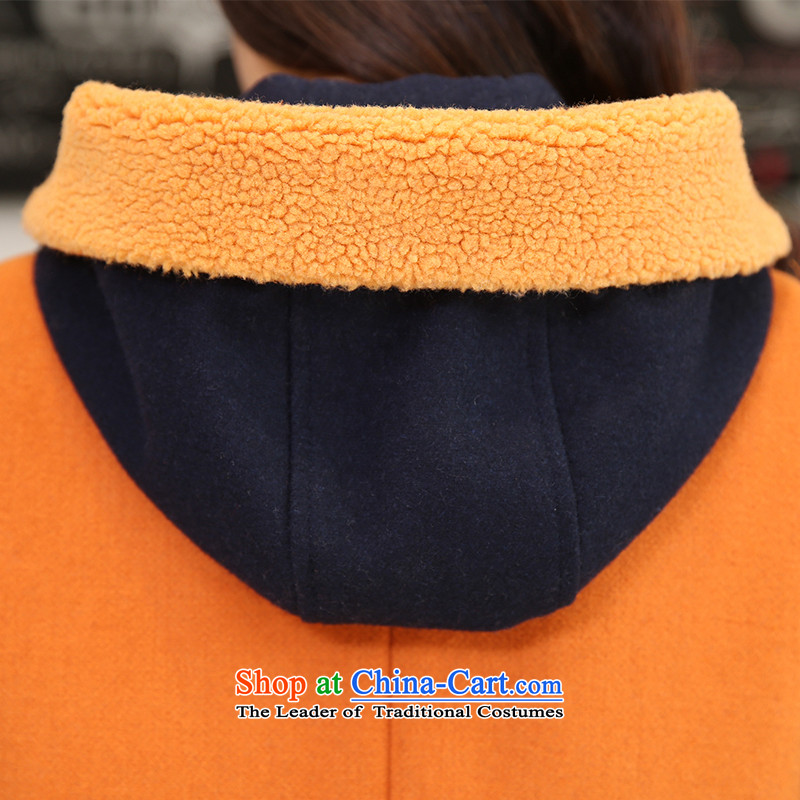The original days Sang-mi 2014 winter stylish Korea version of Sau San temperament lapel cap a female CC260108 overcoats orange XXL, former Sang-mi , , , shopping on the Internet