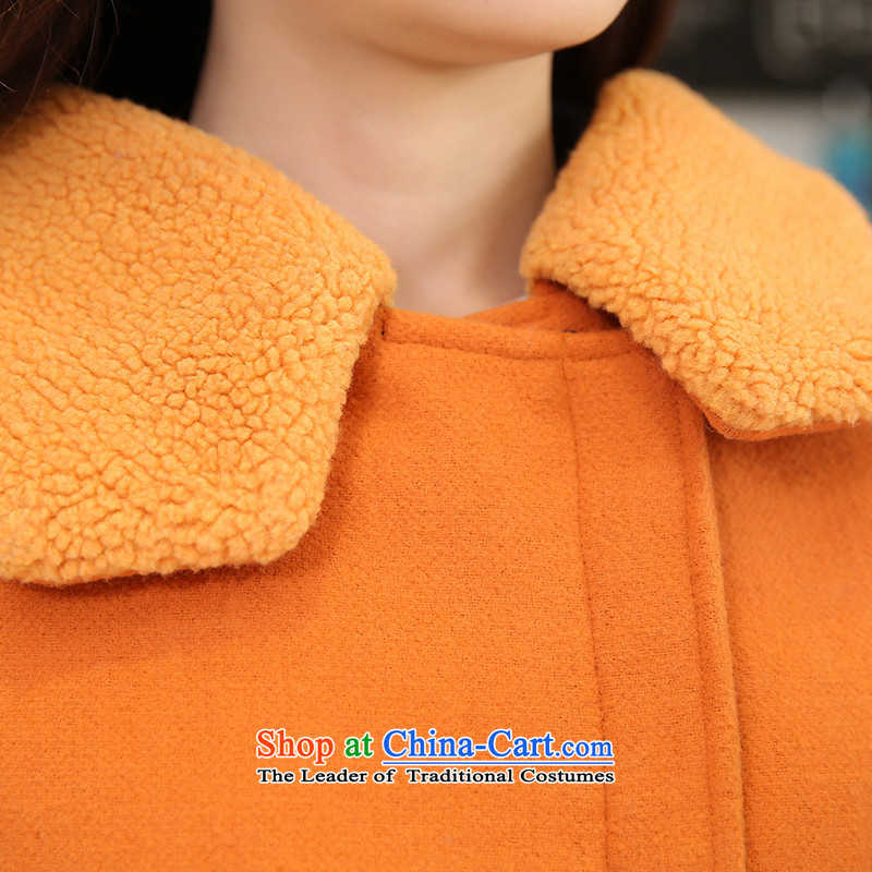 The original days Sang-mi 2014 winter stylish Korea version of Sau San temperament lapel cap a female CC260108 overcoats orange XXL, former Sang-mi , , , shopping on the Internet