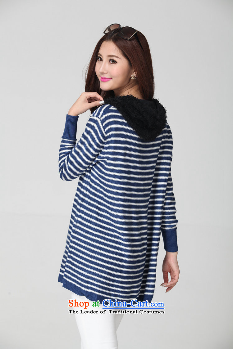 The new 2015 Korean women to xl leisure lady shirt thick sister sweet temperament streaks long-sleeved cap video thin blue T-shirt with round collar are approximately 130-180 code catty picture, prices, brand platters! The elections are supplied in the national character of distribution, so action, buy now enjoy more preferential! As soon as possible.