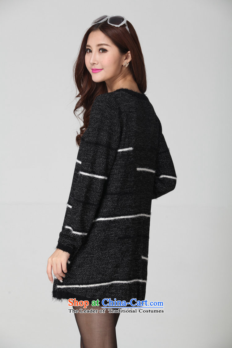 Load New autumn 2015 Korean lady knitted mm thick clothes xl sweet leisure short skirts streaks round-neck collar long-sleeved kumabito Maomao collar black large number approximately 125-180 catty picture, prices, brand platters! The elections are supplied in the national character of distribution, so action, buy now enjoy more preferential! As soon as possible.