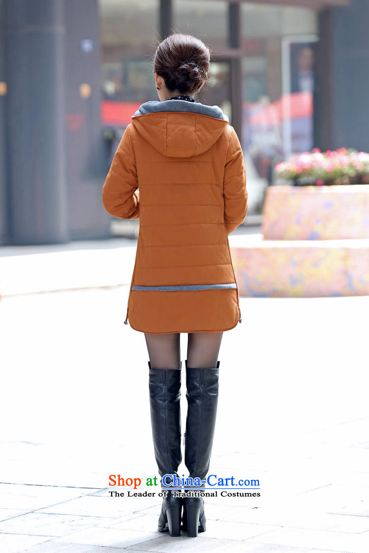 El-ju Yee Nga 2015 autumn and winter new larger female 4XL Short thick cotton, Sau San Fat MM cotton coat jacket RY2160 orange in long XXL picture, prices, brand platters! The elections are supplied in the national character of distribution, so action, buy now enjoy more preferential! As soon as possible.