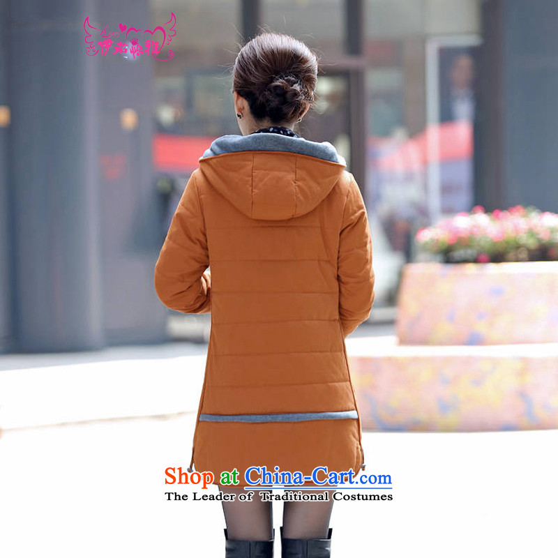 El-ju Yee Nga 2015 autumn and winter new larger female 4XL Short thick cotton, Sau San Fat MM cotton coat jacket RY2160 orange in long XXL, el-ju Yee Nga shopping on the Internet has been pressed.