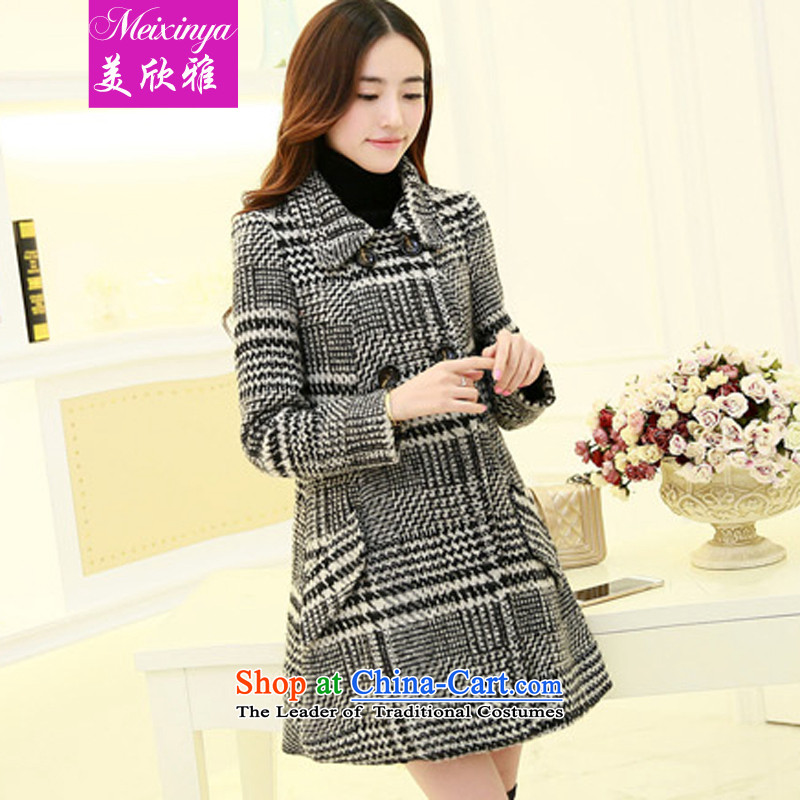 The United States welcomes the new 2015 Nga female Korean large segments of the stylish pocket long skirt swing coats HS916 gross? checkered L