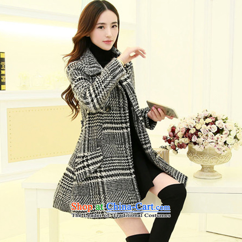The United States welcomes the new 2015 Nga female Korean large segments of the stylish pocket long skirt swing HS916 gross? coats , L, the United States welcomes checkered-ah (meixinya) , , , shopping on the Internet