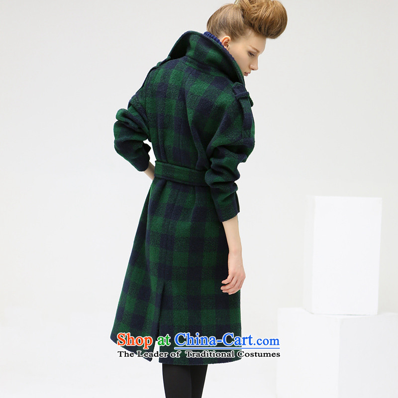  Winter oversize style terminal COCOBELLA ultra-long hair loose? female overcoat, blue and green grid S,COCOBELLA,,, CT218 shopping on the Internet