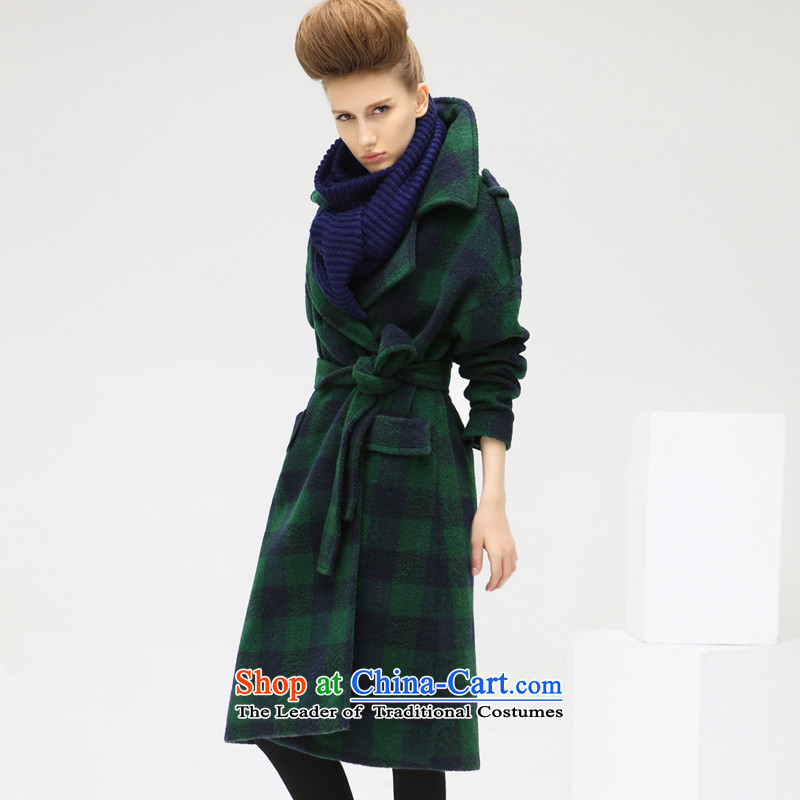  Winter oversize style terminal COCOBELLA ultra-long hair loose? female overcoat, blue and green grid S,COCOBELLA,,, CT218 shopping on the Internet