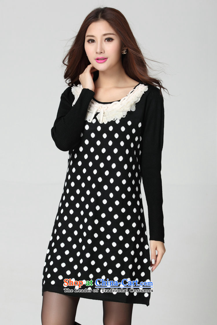 The new 2015 Autumn and Winter Female xl Korean lace for long-sleeved short skirts thick mm lovely foutune temperament wave point dresses large white dot 125-170 catty picture, prices, brand platters! The elections are supplied in the national character of distribution, so action, buy now enjoy more preferential! As soon as possible.
