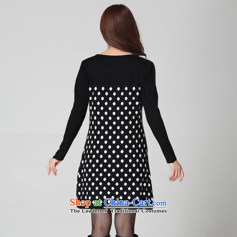 The new 2015 Autumn and Winter Female xl Korean lace for long-sleeved short skirts thick mm lovely foutune temperament wave point dresses large white dot 125-170, Constitution Yi shopping on the Internet has been pressed.