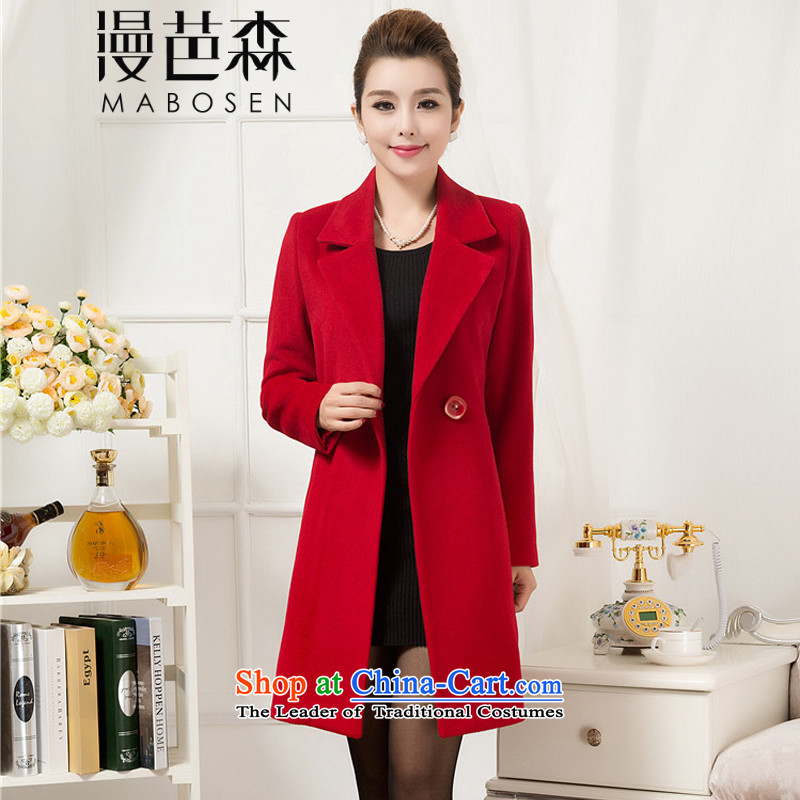 Diffuse and sum?2015 Fall_Winter Collections new coats Korean wool? in the auricle long wool coat female suits brought about a wool coat for larger female Red?2XL