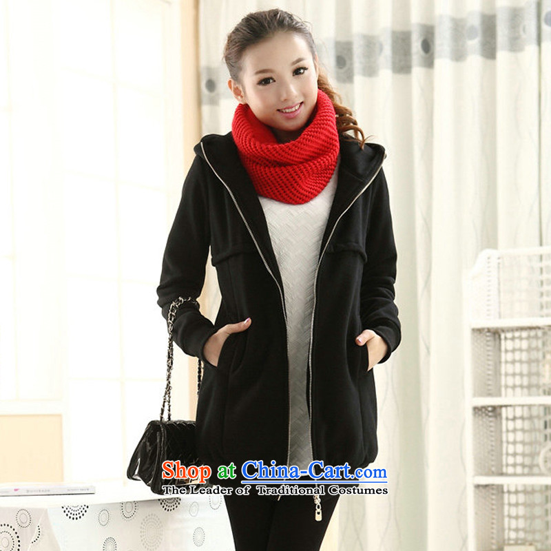 Extra Women 2014 Fall_Winter Collections new thick MM thick plus lint-free obesity jacket sister Ms. video thin black sweater5XL