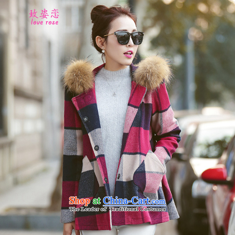 2014 Winter Land on the new beauty? jacket female Korea gross edition Fall/Winter Collections?     jacket gross collar stitching double-thick cloak? female red cloak gross XL, Gigi Lai land has been pressed in the Online Shopping