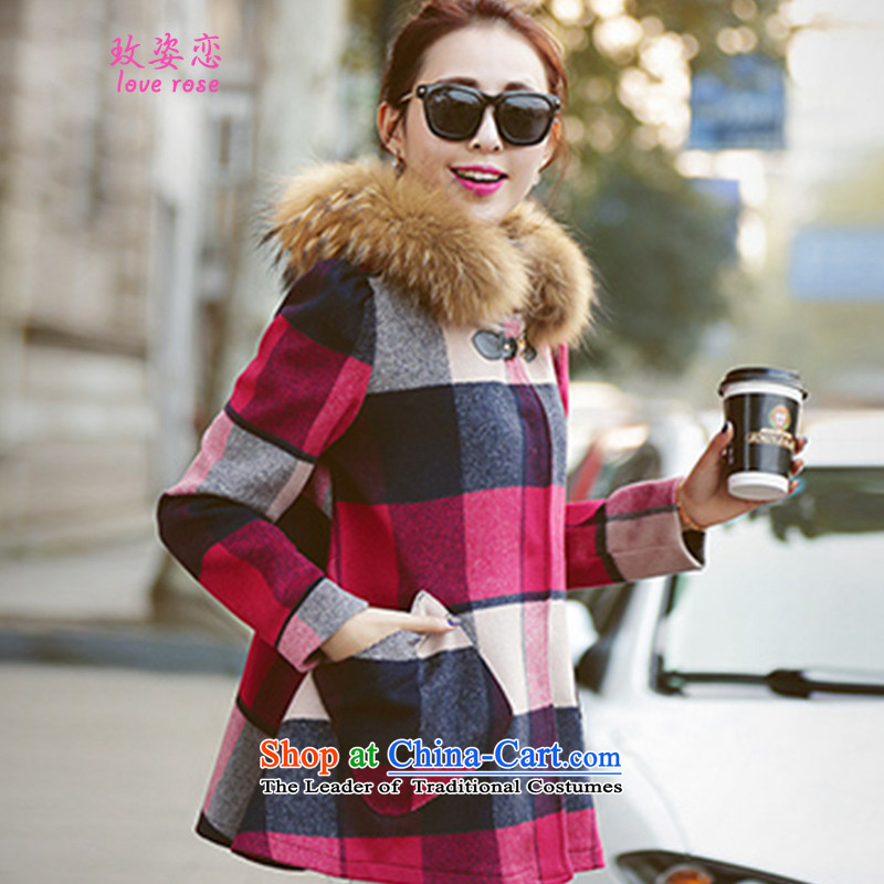 2014 Winter Land on the new beauty? jacket female Korea gross edition Fall/Winter Collections?     jacket gross collar stitching double-thick cloak? female red cloak gross XL, Gigi Lai land has been pressed in the Online Shopping