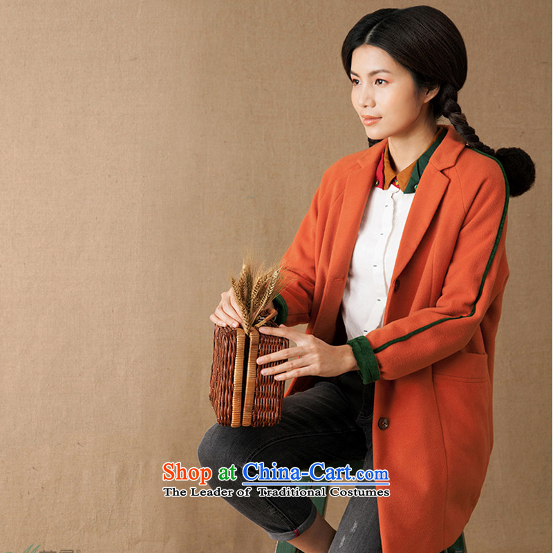 Athena Chu Cayman 2015 new minimalist knocked color piping Wild Hair?? coats female elections jacket 8433200267- Warm Orange?S