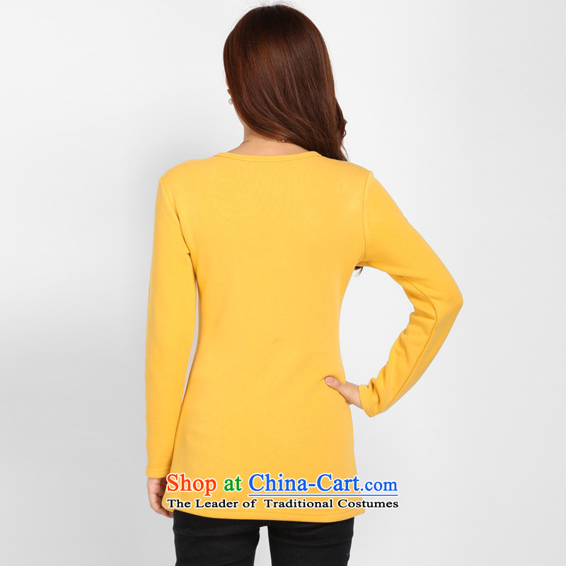Shani flower, thick people to increase the number of the Netherlands battalion, forming the lint-free thick thick winter clothing Korean sister warm video thin T-shirt female 3104 Yellow 4XL, Shani (sogni latte macchiato D'oro) , , , shopping on the Inter