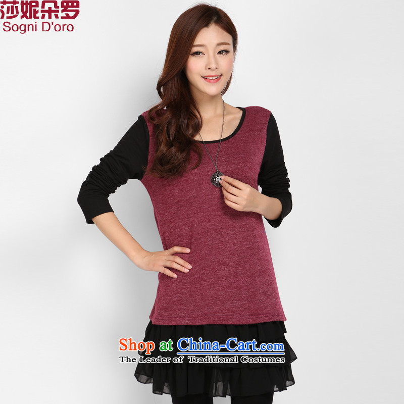 Shani flower lo xl women forming the Netherlands thick winter clothing Korean sister knitting sweater long TEE graphics_ 3102 Bourdeaux thin6XL