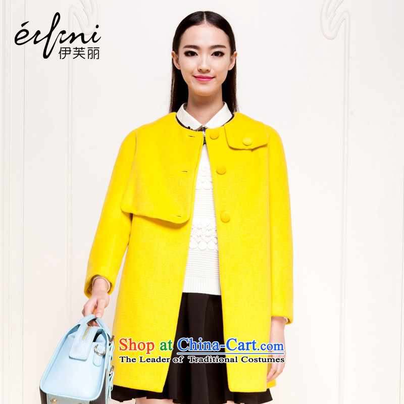 Of the 2015 autumn and winter, the new Korean female loose coat wool? graphics thin hair? jacket 6480847222 LEMON YELLOW?S