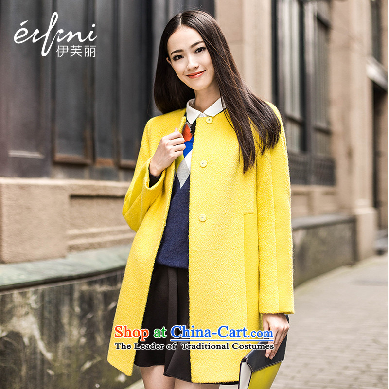 El Boothroyd 2015 winter clothing new Korean female long-sleeved straight woolen coat jacket 6480927225 gross? LEMON YELLOW?M