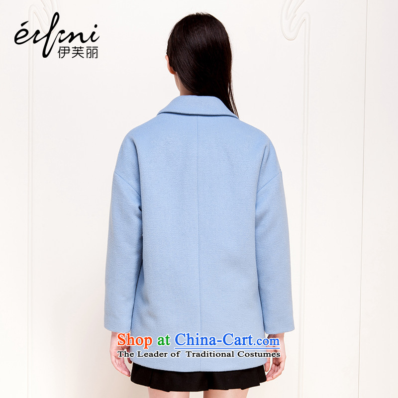 Of the 2015 autumn and winter, the new Korean thick wool coat hair loose?? female 6481017205 jacket of the light blue M Lai (eifini) , , , shopping on the Internet