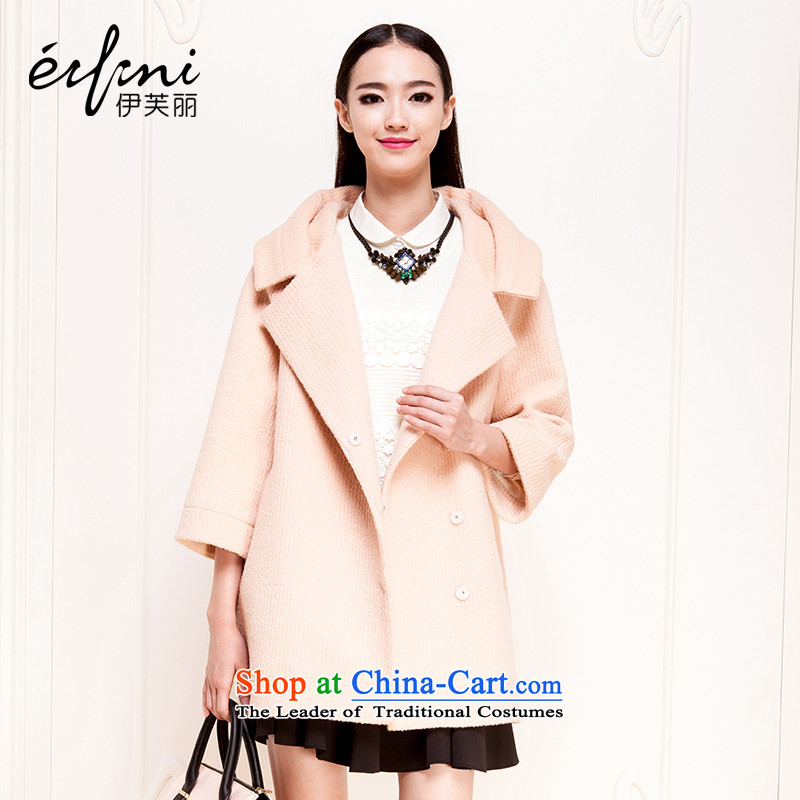 El Boothroyd autumn and winter 2015 New Korea long-sleeved pullover, long woolen coat gross? jacket female 6481017208 orange pink M