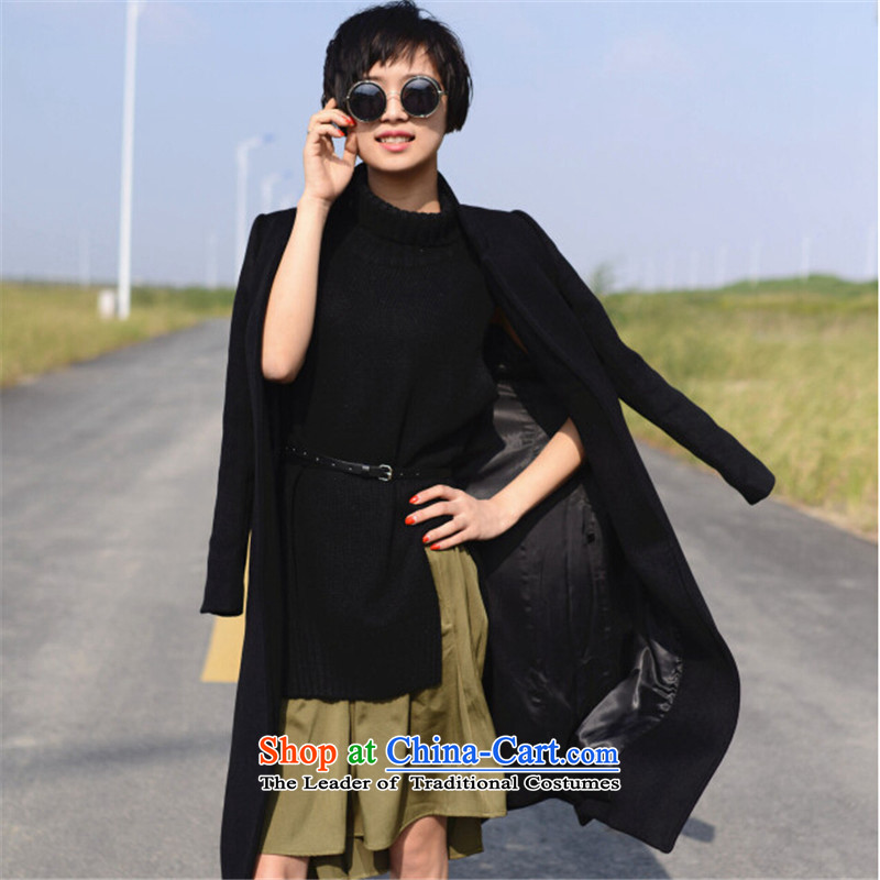 Ms Audrey EU 2015 autumn and winter of the new Europe and the high end of the big coats, wool? long large female black jacket m,ivola,,, shopping on the Internet