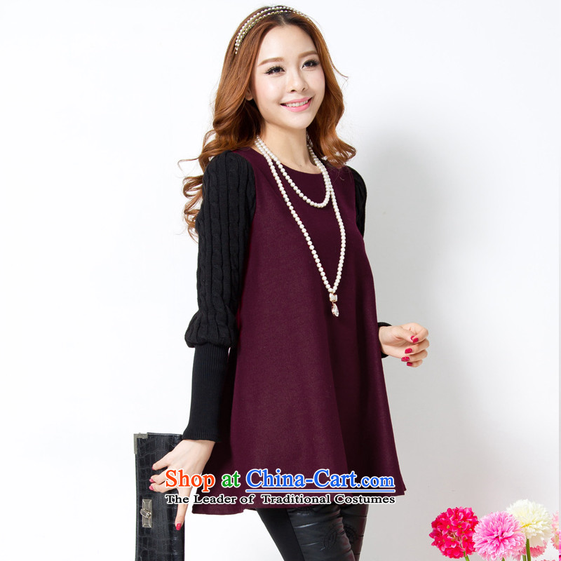Pak Esher 2015 autumn and winter new larger female to xl Korean small shirt loose video long-sleeved sweater, forming the thin thickened the Netherlands 881 dark red XXXXXL, Pak Esher , , , shopping on the Internet